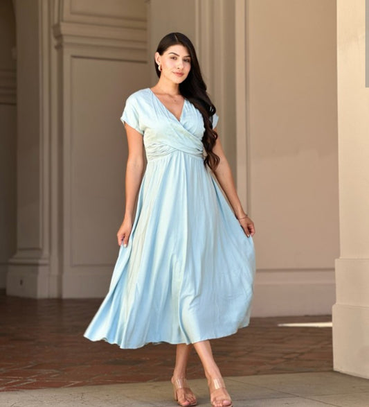 Blue short sleeve Dress